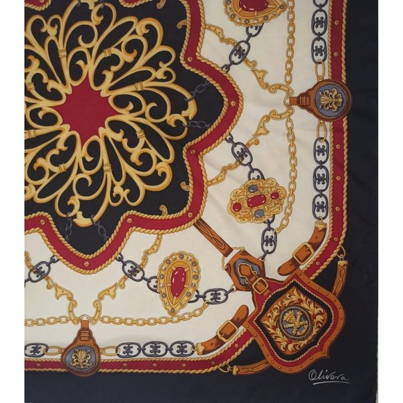 OLIVERA Blue Royal Silk Scarf 34.5"/ 34” EC - Picture 11 of 11